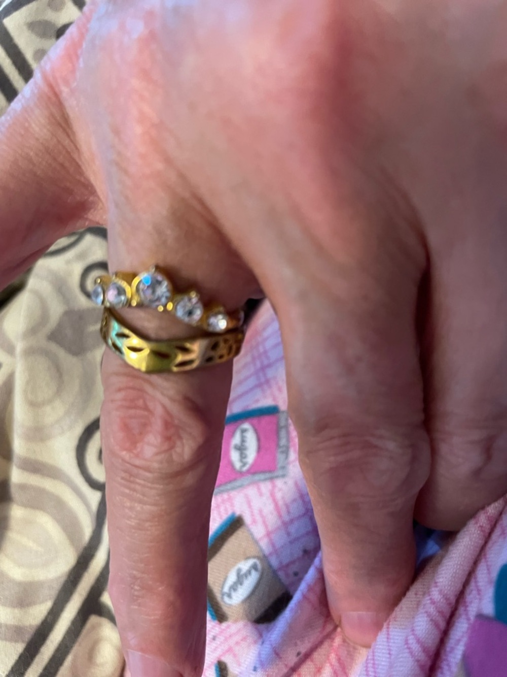 Gold-Tone Cubic Zirconia Flower Ring - Women's Gold Stackable Ring